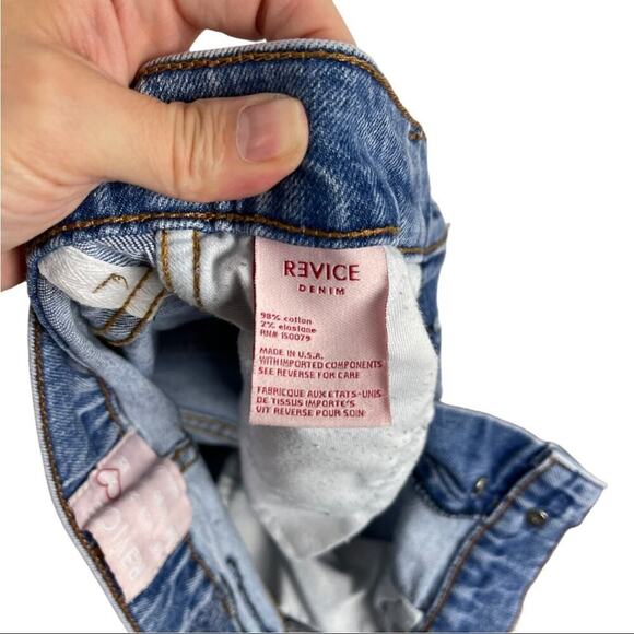 Revice Dream Fit Button Fly Straight Crop Distressed Raw Hem Jeans 27 - Picture 15 of 16